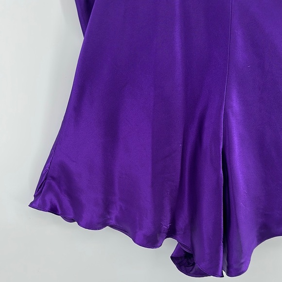 Kathryn VTG Purple Slip Satin Teddy w/Spaghetti Strap Front Button Detail SzL - Picture 11 of 14